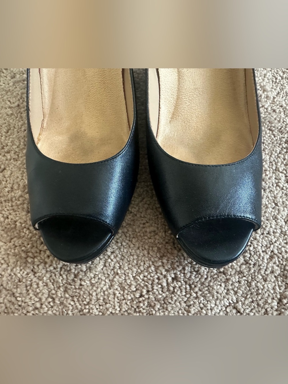 🌹Naturalizer women’s OLIVIA leather peep toe wedge heels black 9M/39 - Picture 3 of 6